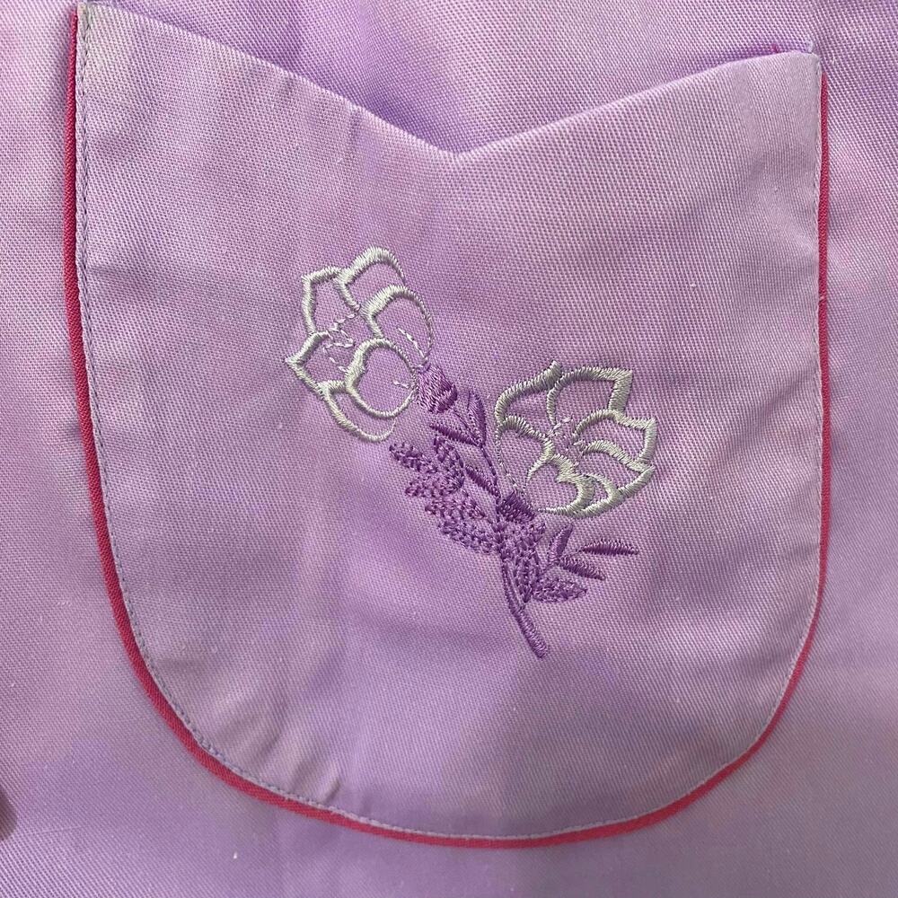 Lavender Floral Embroidered Half Apron Ruffle Waist Tie Cottagecore - Picture 4 of 9